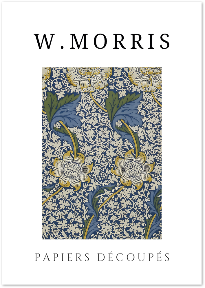 Posterux© | Blue Blossom Bloom Poster – William Morris Papiers Découpés poster – premium wall art
