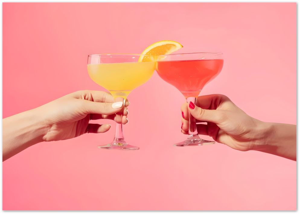 Posterux© | Cheers in Pink Poster – Cocktail Photography Art poster – premium wall art
