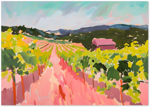 Posterux© | Pink Vineyard Path Poster – Modern Landscape Painting poster – premium wall art
