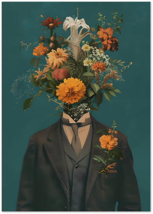 Posterux© | Blooming Mind Poster – Floral Surrealism Portrait poster – premium wall art