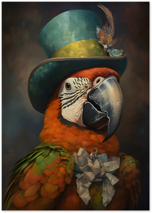 Posterux© | Dandy Parrot Poster – Whimsical Animal Portrait poster – premium wall art