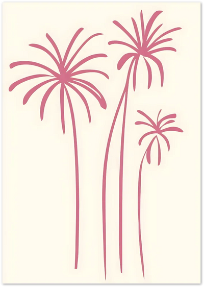 Posterux© | Pink Palms Poster – Minimal Botanical Style poster – premium wall art