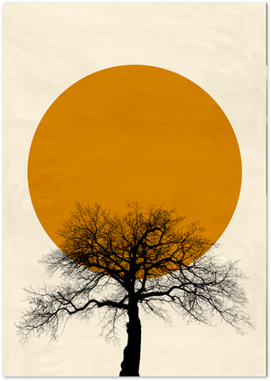 Posterux© | Golden Sun & Tree – Minimalist Abstract Art Poster poster – premium wall art