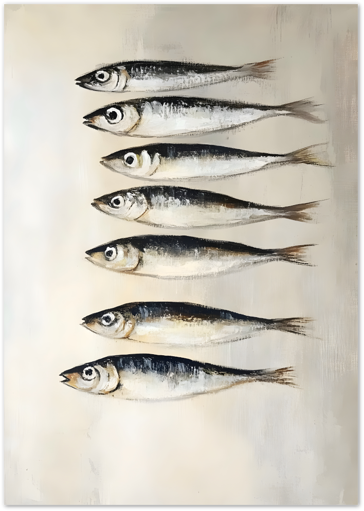 Posterux© | Sardines in a Row Poster – Coastal Kitchen Print poster – premium wall art