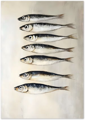 Posterux© | Sardines in a Row Poster – Coastal Kitchen Print poster – premium wall art