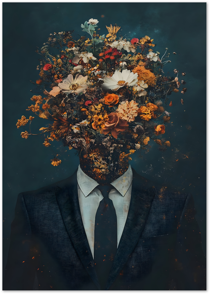 Posterux© | Burning Bloom Poster – Dark Floral Surrealism poster – premium wall art