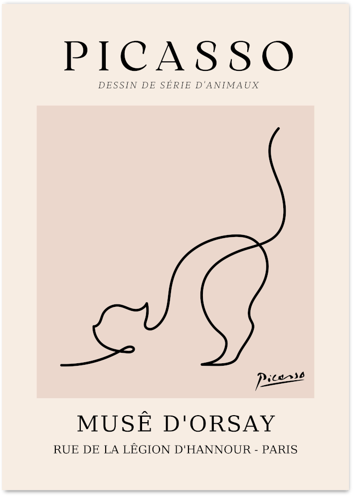 Posterux© | Cat Drawing Poster – Picasso Animal Line Art poster – premium wall art