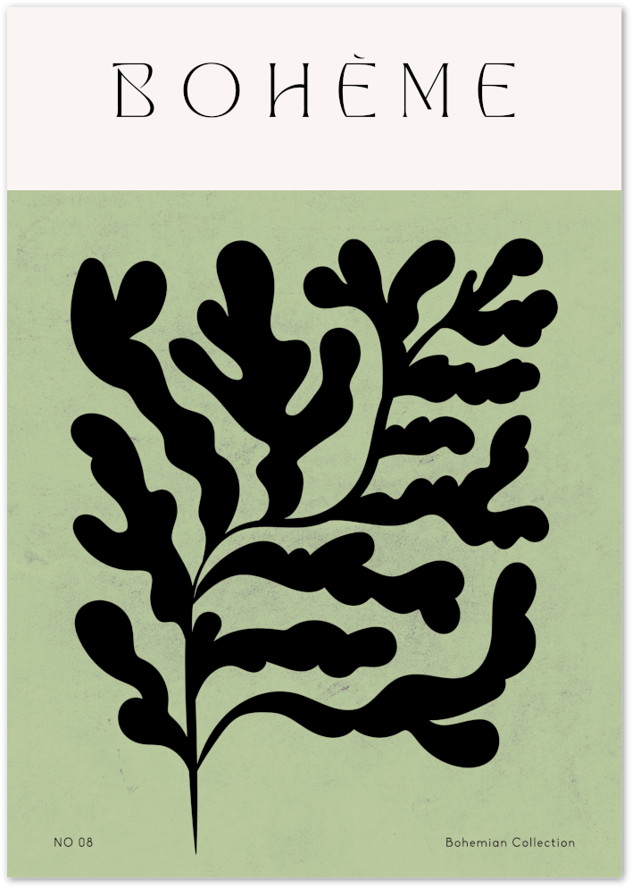 Posterux© | Jardin Vert Poster – Artistic Floral Ink Style poster – premium wall art