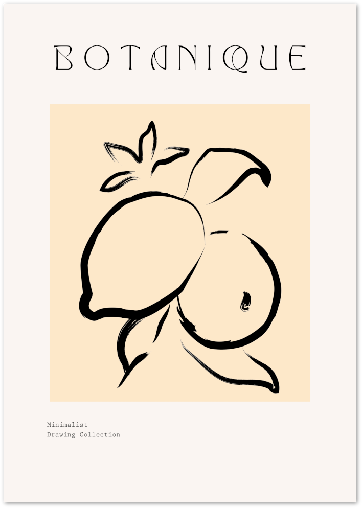 Posterux© | Lemon Sketch Poster – Minimalist Fruit Drawing poster – premium wall art