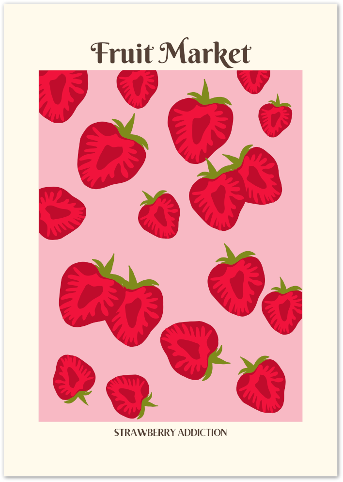 Posterux© | Strawberry Addiction Poster – Fruit Market Pop Art poster – premium wall art