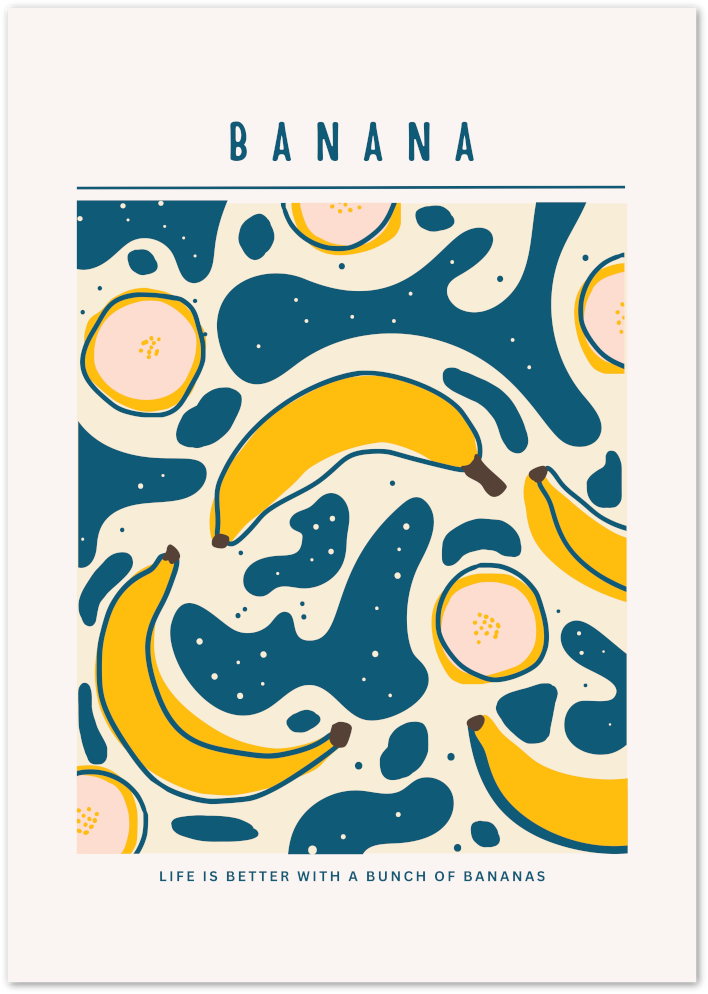 Posterux© | Banana Poster – Bold Fruit Pop Art poster – premium wall art