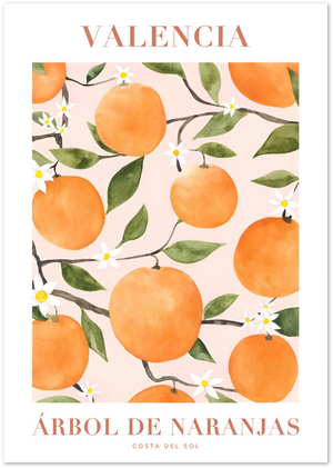 Posterux© | Valencia Orange Tree Poster – Spanish Fruit Illustration poster – premium wall art