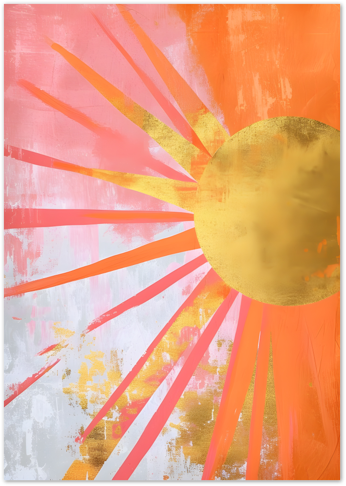 Posterux© | Golden Sunburst Poster – Abstract Pink & Orange Art poster – premium wall art
