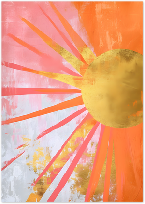Posterux© | Golden Sunburst Poster – Abstract Pink & Orange Art poster – premium wall art