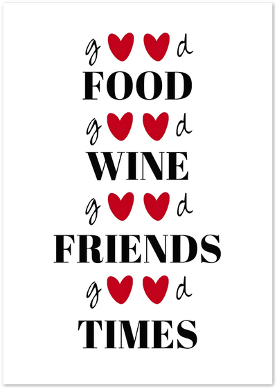 Posterux© | Good Food Good Wine Poster – Typography Wall Art