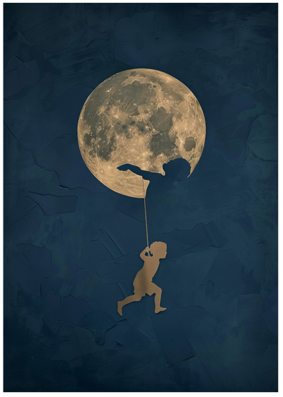 Posterux© | Moon Balloon Poster – Dreamy Surreal Art