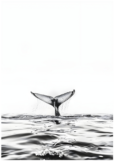 Posterux© | Whale Tail Poster – Black & White Ocean Art