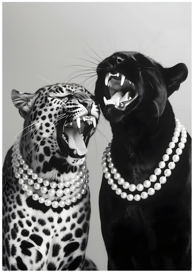 Posterux© | Wild Cats Pearls Poster – Glamour Animal Art poster