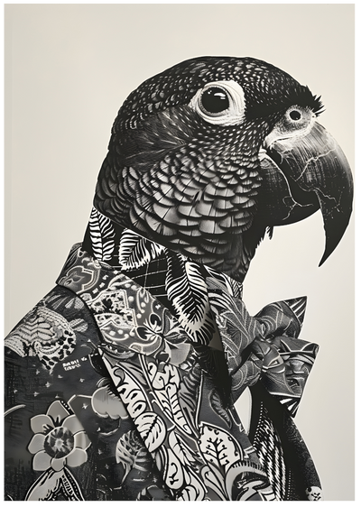 Posterux© | Parrot in Suit Poster – Artistic Animal Portrait poster