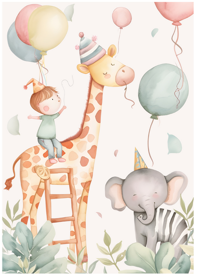 Posterux© | Party Animals Poster – Cute Kids Illustration poster