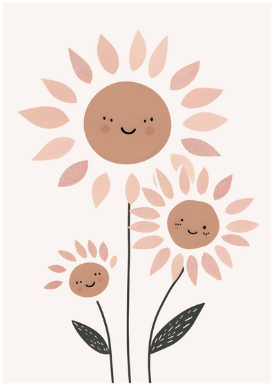 Posterux© | Happy Sunflowers Poster – Cute Floral Art poster