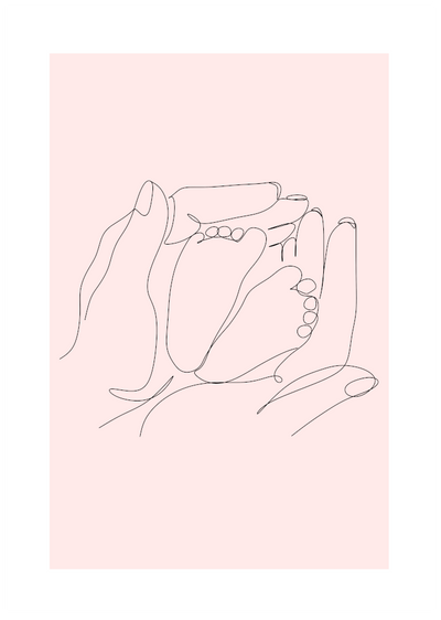 Posterux© | Mother & Baby Line Art Poster – Blush Minimal Art poster
