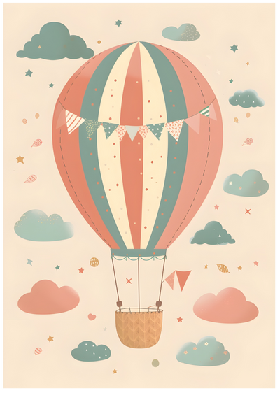 Posterux© | Hot Air Balloon Poster – Pastel Dreams Kids Art poster