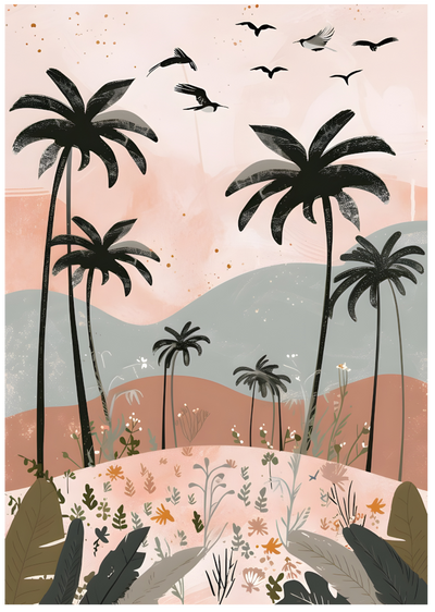 Posterux© | Palm Landscape Poster – Soft Tropical Illustration poster
