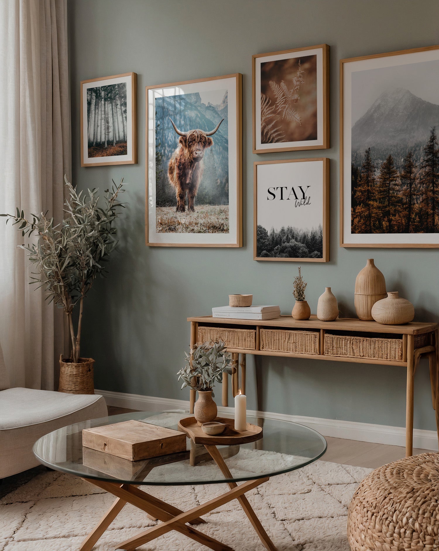 Posterux© | Wild Serenity Gallery Wall – Set of 5 Framed Posters poster – premium wall art