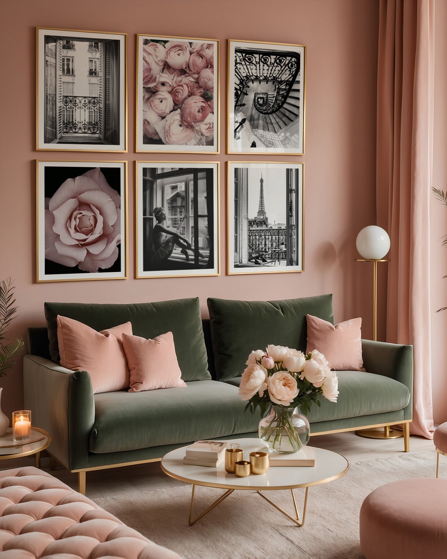 Posterux© | Parisian Bloom Gallery Wall – Set of 6 Framed Posters poster – premium wall art